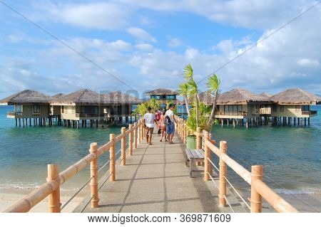 Palawan, Ph - Nov 30 - Cottage Facade And Bridge At Dos Palmas Island Resort On November 30, 2009 In