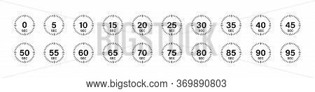 Timer Chronometer Countdown Set. Vector Isolated Collection Digital Elements. Stopwatch Black Vector