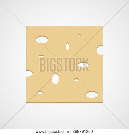 A Square Slice Of Cheese. Vector Illustration
