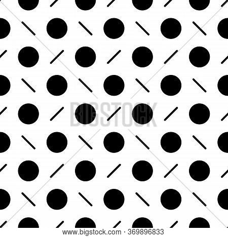 Circles, Diagonal Strokes Seamless Pattern. Dots, Dashes Print. Dot Shapes, Lines Ornament. Circular