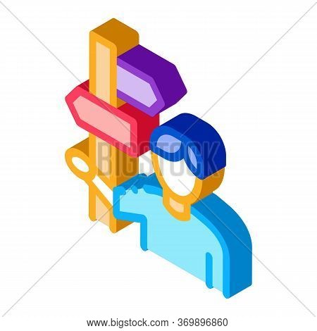 Human Post Column Icon Vector. Isometric Human Post Column Sign. Color Isolated Symbol Illustration