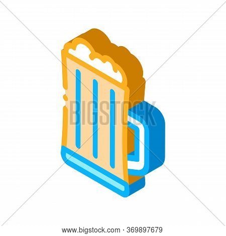 Foamy Beer Cup Icon Vector. Isometric Foamy Beer Cup Sign. Color Isolated Symbol Illustration