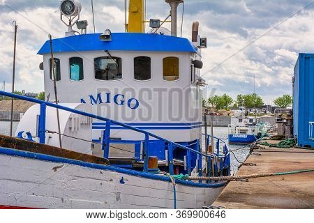 Malmo, Sweden - May 17, 2020: Cementa Harbour Is The Home Of Several Tour Fishing Boats
