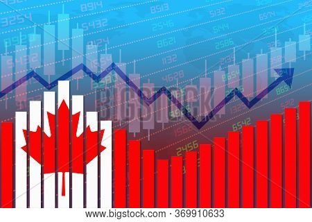 3d Rendering Of Canada Flag On Bar Chart Concept Of Economic Recovery And Business Improving After C