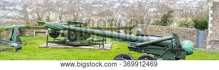 Falmouth.cornwall.united Kingdom.february 21st 2020.cannons Are On Display At Pendennis Castle In Fa