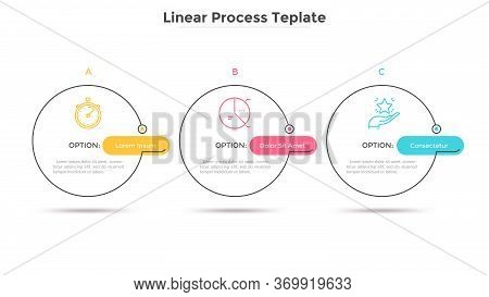 Three Circles Placed In Horizontal Row. Concept Of Strategic Development Plan With 3 Successive Step