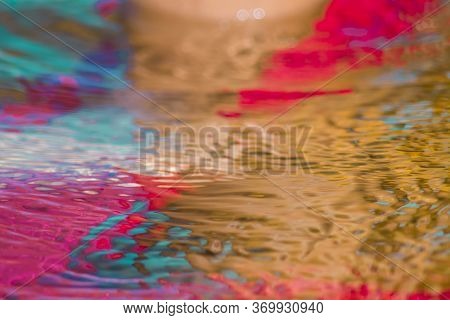 A Colourful Sunken Boat On The Water Of A Seaside River, Creating Abstract Images. This Series Was S