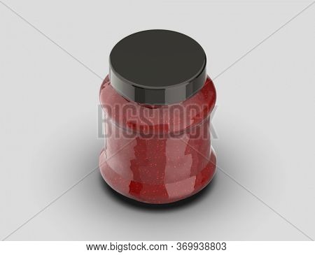 jam in jar isolated on white. 3D illustration