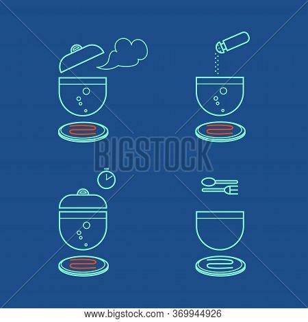 Set Of Culinary Simple Icons For Cooking Instructions, Information On The Packaging Of A Food Produc