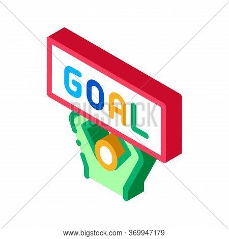 Man With Sign Goal Icon Vector. Isometric Man With Sign Goal Sign. Color Isolated Symbol Illustratio