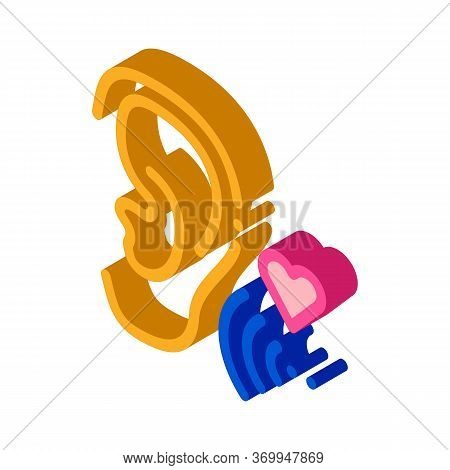 Pleasant Sound For Ear Icon Vector. Isometric Pleasant Sound For Ear Sign. Color Isolated Symbol Ill