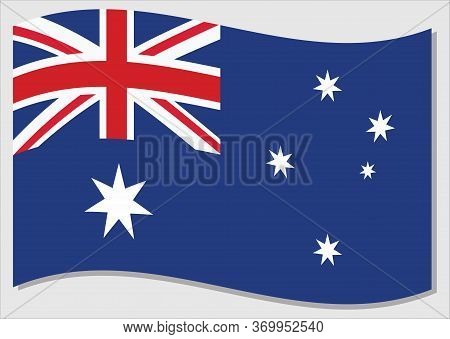 Waving Flag Of Australia Vector Graphic. Waving Australian Flag Illustration. Australia Country Flag