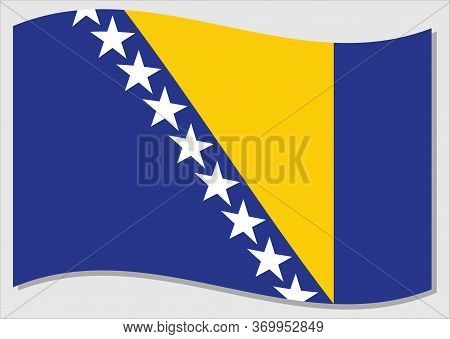 Waving Flag Of Bosnia And Herzegovina Vector Graphic. Waving Bosniak Flag Illustration. Bosnia And H