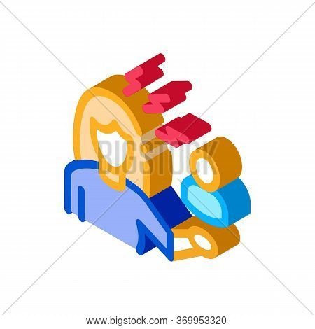 Female Discussion And Conviction Icon Vector. Isometric Female Discussion And Conviction Sign. Color