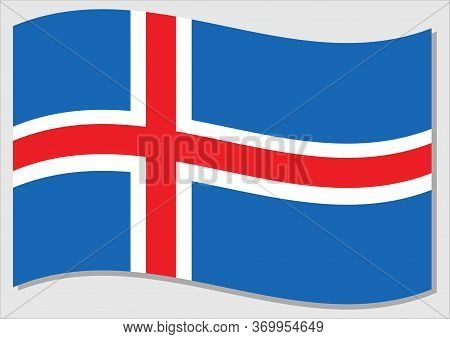 Waving Flag Of Iceland Vector Graphic. Waving Icelander Flag Illustration. Iceland Country Flag Wavi