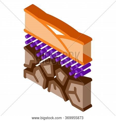 Coal In Bowels Of Earth Icon Vector. Isometric Coal In Bowels Of Earth Sign. Color Isolated Symbol I