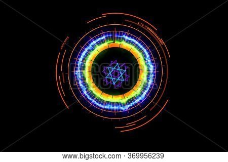 Art Dot Fade Circle And Outside Small Circle Multi Earthware Tone On Black Isolated