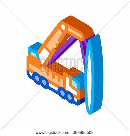 Truck Mounted Crane Icon Vector. Isometric Truck Mounted Crane Sign. Color Isolated Symbol Illustrat