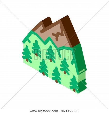 Mountain Landskape With Vegetation Icon Vector. Isometric Mountain Landskape With Vegetation Sign. C