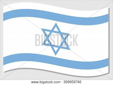 Waving Flag Of Israel Vector Graphic. Waving Israeli Flag Illustration. Israel Country Flag Wavin In