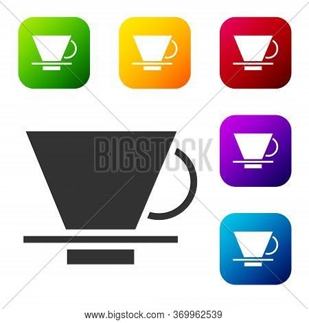 Black V60 Coffee Maker Icon Isolated On White Background. Set Icons In Color Square Buttons. Vector 