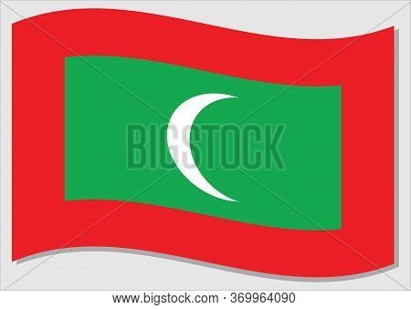 Waving Flag Of Maldives Vector Graphic. Waving Maldivian Flag Illustration. Maldives Country Flag Wa