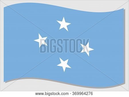 Waving Flag Of Micronesia Vector Graphic. Waving Micronesian Flag Illustration. Micronesia Country F