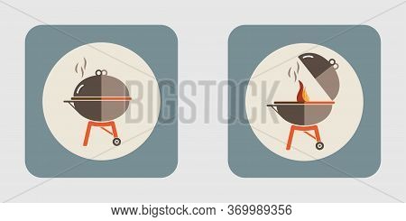 Barbecue Icon Set. Bbq Time. Bbq Party. Bbq Grill Icons On Isolate Background. Bbq Button.