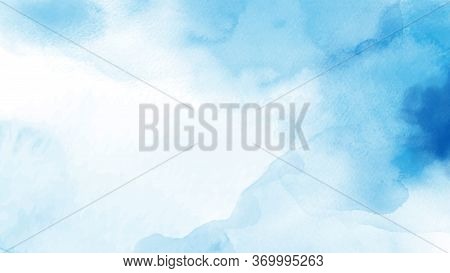 Abstract Light Blue Watercolor Hand-painted For Background. Stain Artistic Vector Used As Being An E