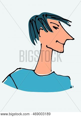 Avatar Of A Young Man. Flat Style, Isolated Vector Element