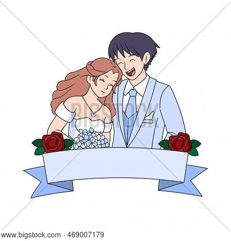 Vector Cartoon Cute Married Wedding Couple Isolated
