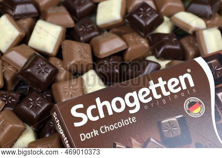 Kyiv, Ukraine - May 4, 2022 Schogetten Chocolate. Chocolate Goods Produced By Ludwig Schokolade Gmbh