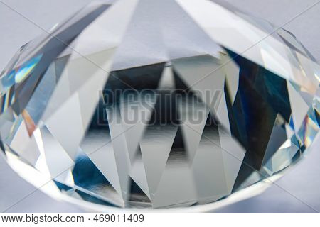 Beautiful Dazzling Diamond On Light Grey Background, Closeup. Precious Gemstone