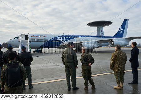 Otopeni, Romania - January 17, 2023: Awacs Airborne Warning And Control System Aircrafts Arrival Fro