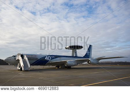 Otopeni, Romania - January 17, 2023: Awacs Airborne Warning And Control System Aircrafts Arrival Fro