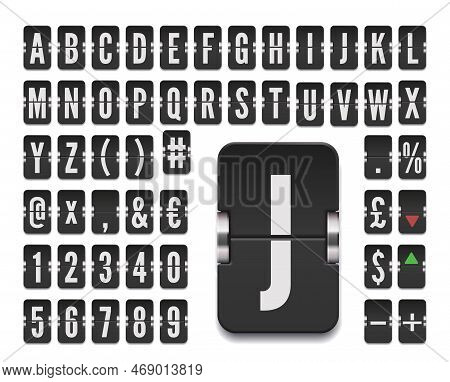 Airport Terminal Mechanical Scoreboard Font With Numbers For Stock Exchange Rates Or Departure Infor