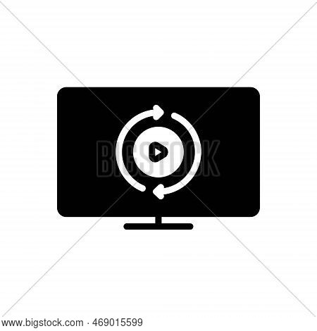 Black Solid Icon For Again Once-more One-more-time Another-time Clockwise Circular Loading-circlerep