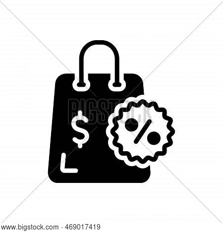 Black Solid Icon For Offer Dollar Percentage Bag Proposal Proffer Sell Buy Sale Market Special-offer