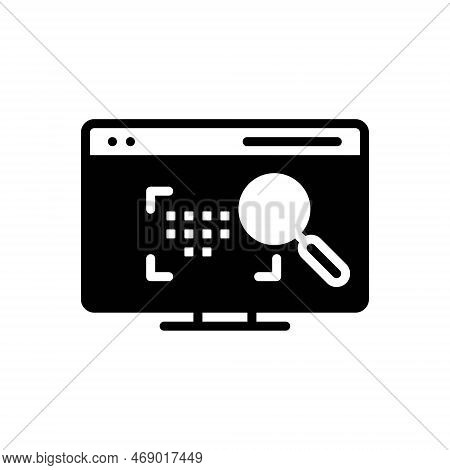 Black Solid Icon For Dpi Monitor Dots Screen Bitmap Magnifier Zoom Search Dot-per-inch Pixel Blurred