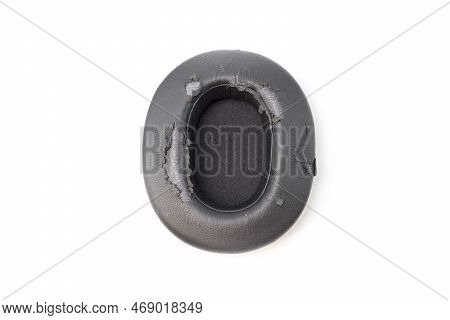 Broken Headphone Pad From Frequent Use Isolated On A White Background