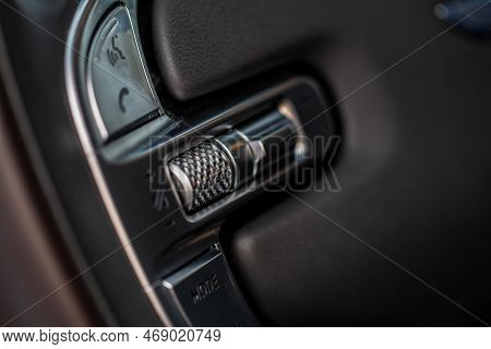 Volume And Audio Control Buttons On The Steering Wheel. Car Audio Controls
