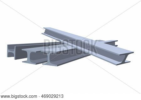 Building Material. Heap Of Metal Construction Beams. Cartoon Supplies For Buildings Works. Construct