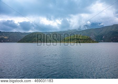Cuicocha Crater Lake At The Foot Of Cotacachi Volcano In The Ecuadorian Andes.