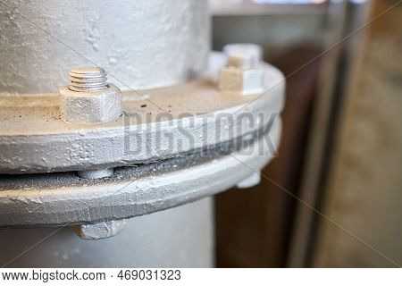 Bolted Screw Flenged Connection, Sealing Connection On Manhole Of Industrial Machine Compressor Or P