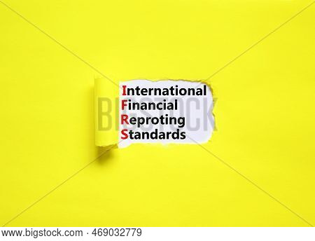 Ifrs Symbol. Concept Words Ifrs International Financial Reporting Standards On White Paper On Beauti