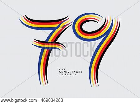 79 Years Anniversary Celebration Logotype Colorful Line Vector, 79th Birthday Logo, 79 Number, Banne