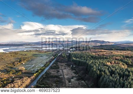 Aerial View Of Gweebarra Bay And Portnoo Road In Donegal - Ireland.