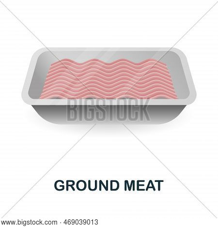 Ground Meat Icon. 3d Illustration From Food Market Collection. Creative Ground Meat 3d Icon For Web 