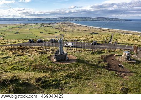 Gortmore, Northern Ireland, Uk - September 18 2022 : Manannan Mac Lir Statue - He Is A Warrior And K
