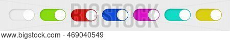 On And Off Toggle Switch Buttons. Material Design Switch Buttons Set. Vector